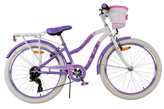 Volare Lovely Children's Bicycle - Girls - 24 inch - Purple - 7 Gears