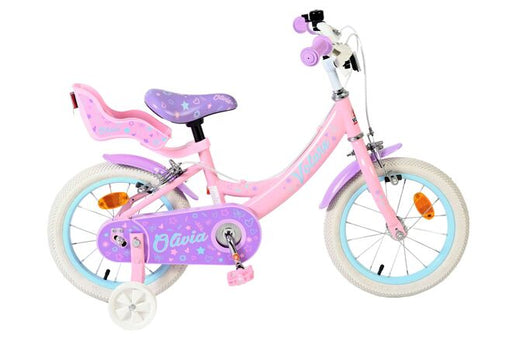 Volare Olivia Children's Bicycle - Girls - 14 inch - Pink - Two Hand Brakes