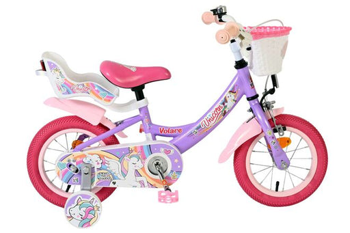 Volare Unicorn Children's Bike - Girls - 12 inch - Purple