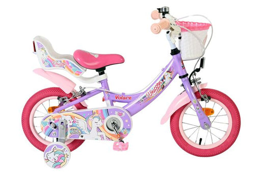 Volare Unicorn Children's Bicycle - Girls - 12 inch - Purple - Two hand brakes