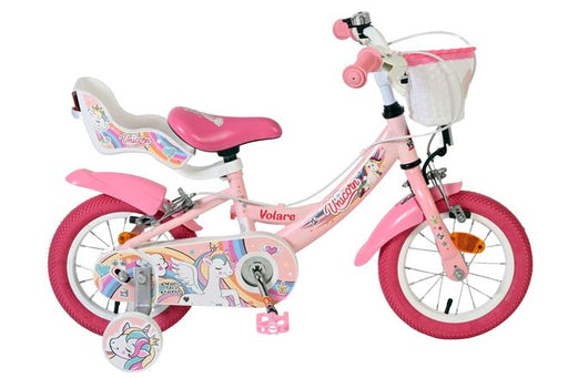Volare Unicorn Children's Bicycle - Girls - 12 inch - Pink - Two hand brakes