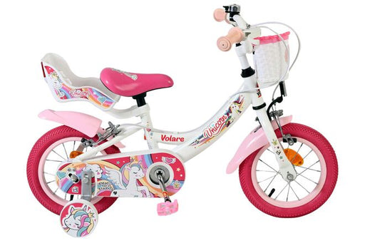Volare Unicorn Children's Bicycle - Girls - 12 inch - White - Two hand brakes