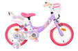 Volare Unicorn Children's Bicycle - Girls - 14 inch - Purple - Two Hand Brakes