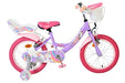Volare Unicorn Children's Bicycle - Girls - 16 inch - Purple - Two Hand Brakes