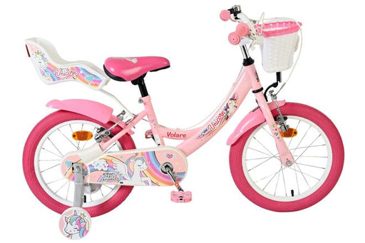 Volare Unicorn Children's Bicycle - Girls - 16 inch - Pink - Two Hand Brakes