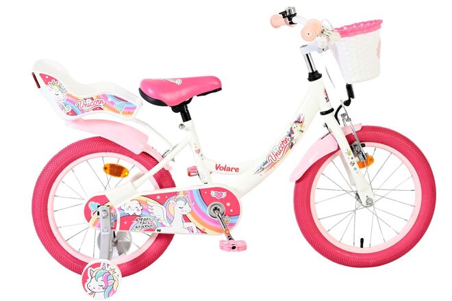 Volare Unicorn Children's Bike - Girls - 16 inch - White