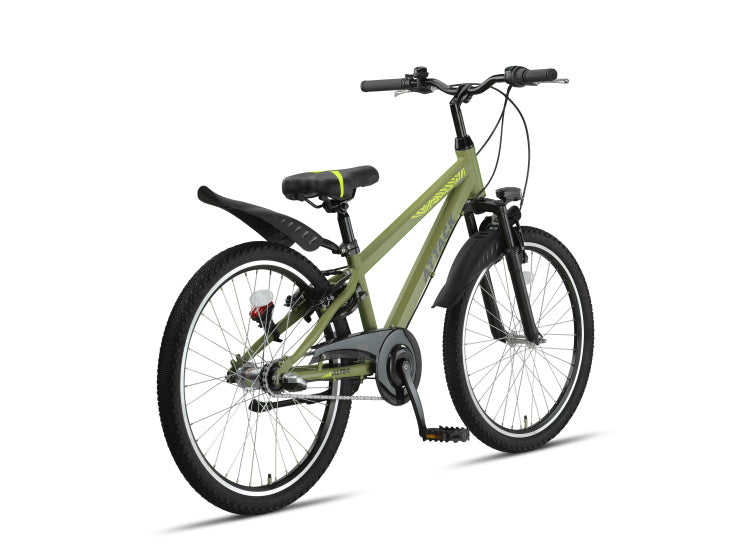 Attack MTB 24 Inch Boys 3SP Rim Brakes Army Green,