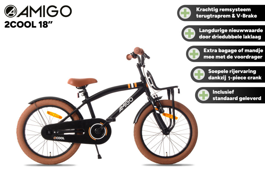 2Cool 18 Inch Boys Coaster Brake Black,