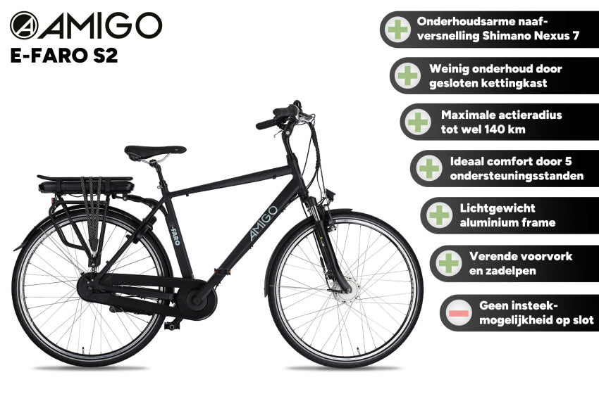 E-Faro S2 28 Inch 53 cm Men 7SP Roller brakes Matte black,