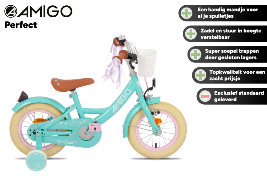 Perfect 12 Inch 21 cm Girls Coaster Brake Turquoise,