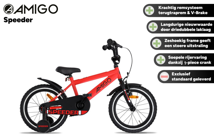 Speeder 16 Inch Boys Coaster Brake Red/Black,