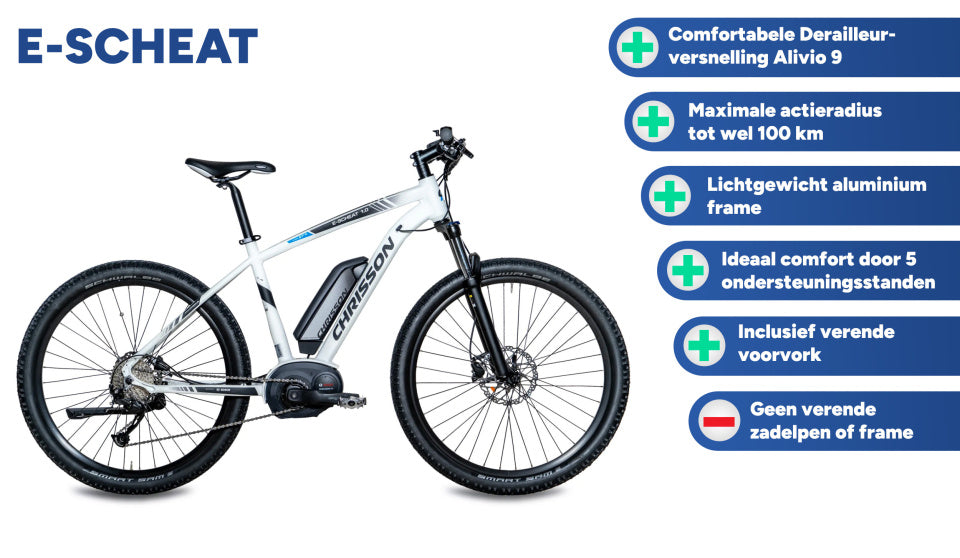 E-Scheat 27.5 Inch 48 cm Men 9SP Hydraulic Disc Brake White,