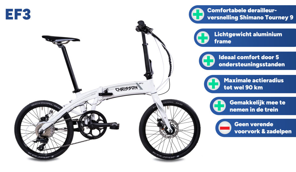 EF3 20 Inch 32 cm Unisex 9SP Mechanical disc brake White,