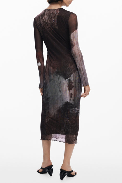 Desigual Womens Long Dress In Brown