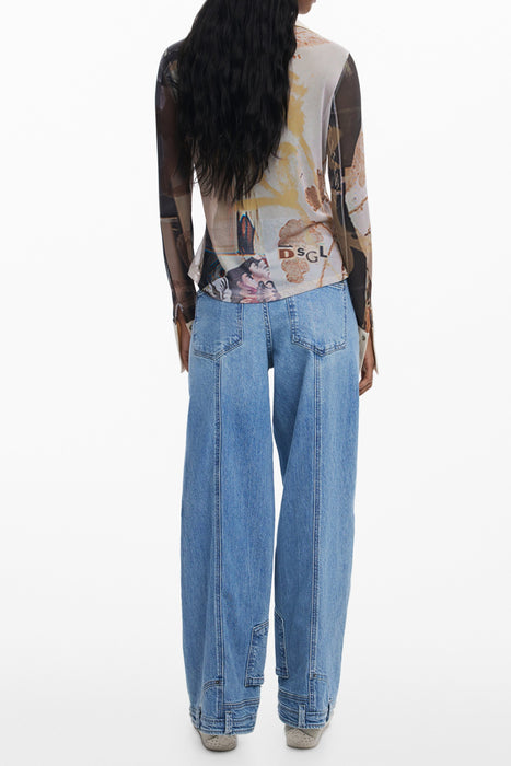 Desigual Womens Long-Sleeved Shirt, Beige