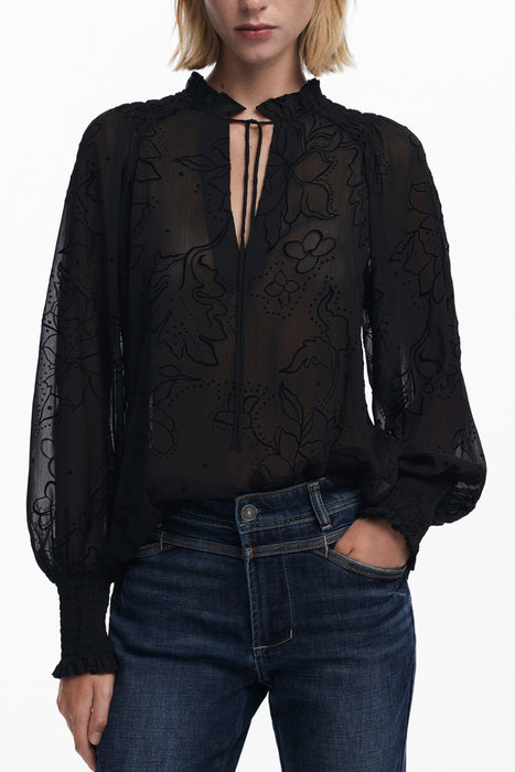 Desigual Womens Long-Sleeved Shirt, Black