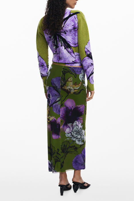 Desigual Womens Long Green Skirt