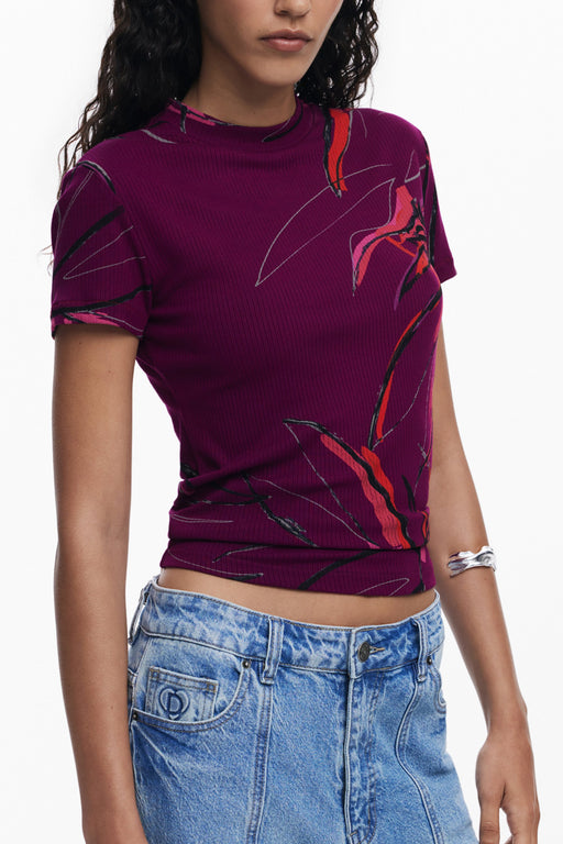 Desigual Womens Short-Sleeve T-Shirt Purple
