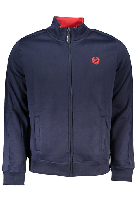 Gian Marco Venturi Mens Blue Zip Sweatshirt