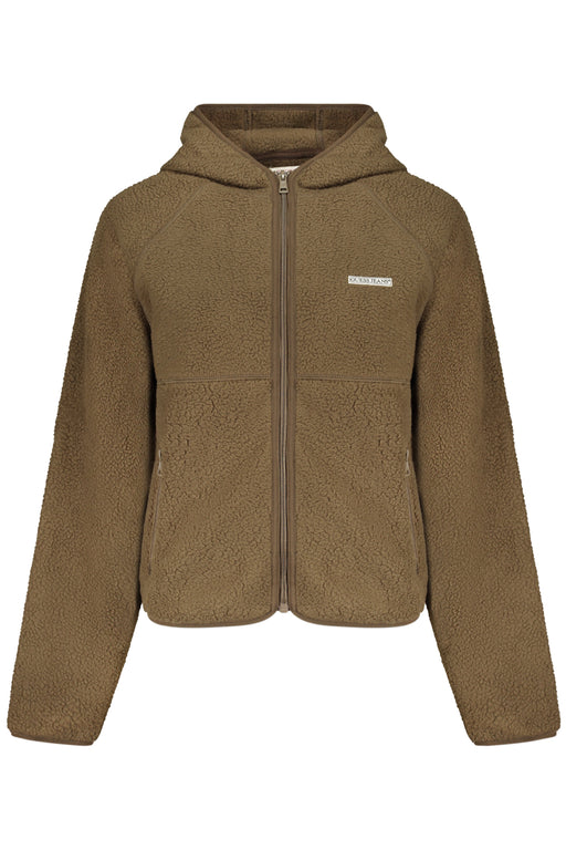 Guess Jeans Womens Brown Zip-Up Sweatshirt