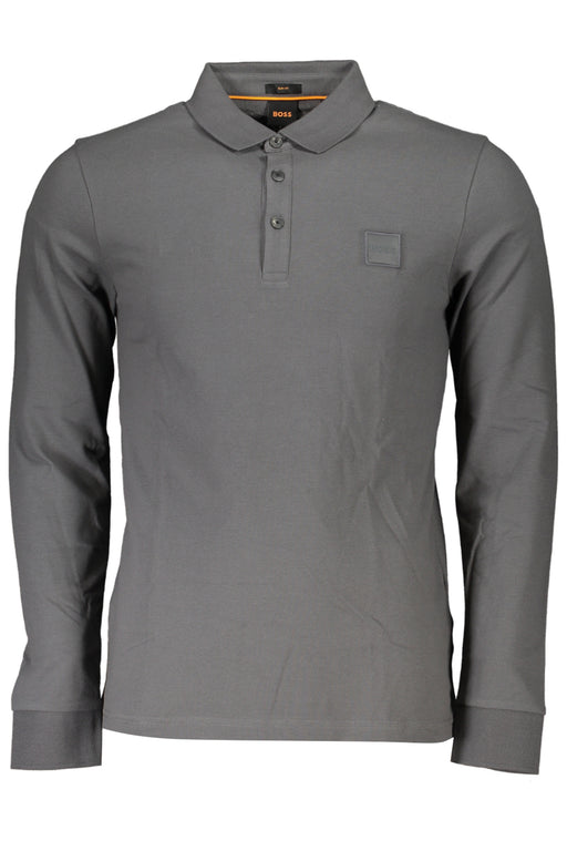 Hugo Boss Mens Long Sleeved Polo Shirt Gray