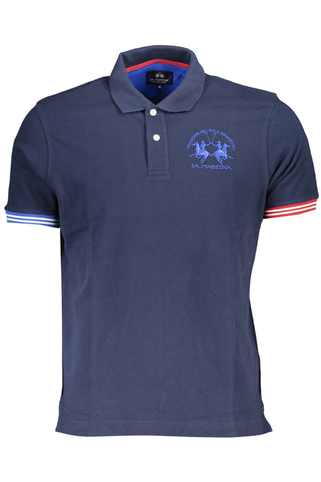 La Martina Mens Short Sleeved Polo Shirt Blue