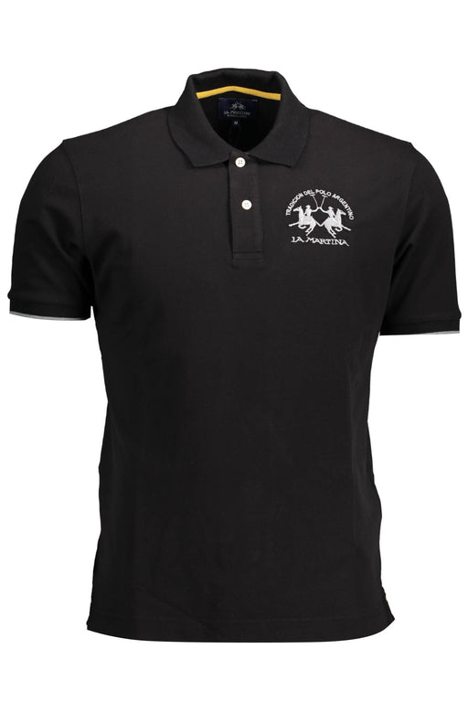 La Martina Mens Black Short Sleeved Polo Shirt