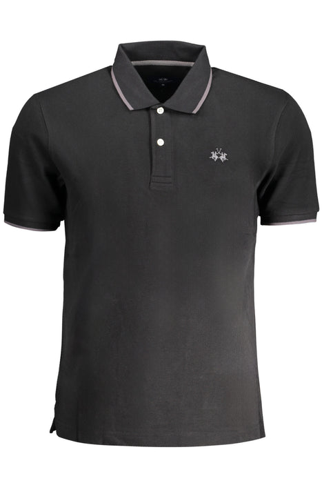 La Martina Mens Short Sleeve Polo Black