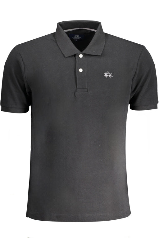 La Martina Mens Black Short Sleeved Polo Shirt