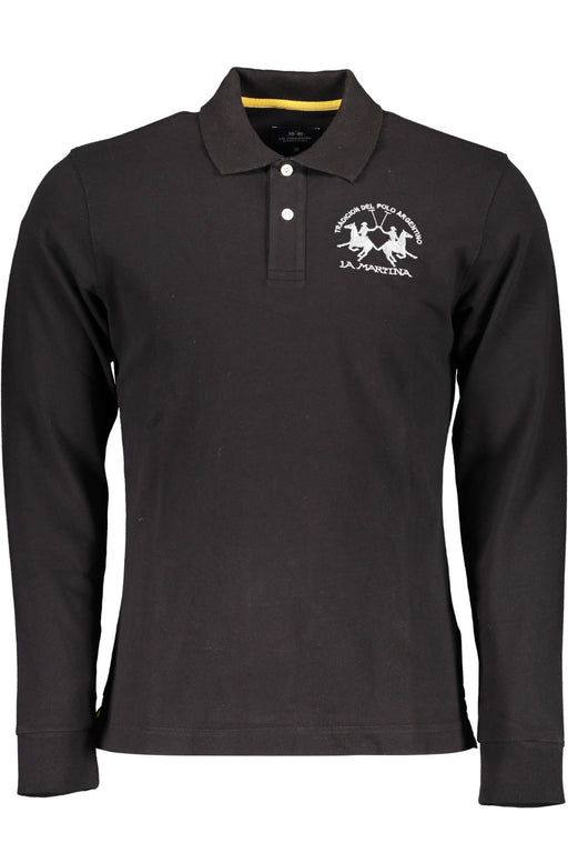 La Martina Mens Black Long Sleeve Polo Shirt