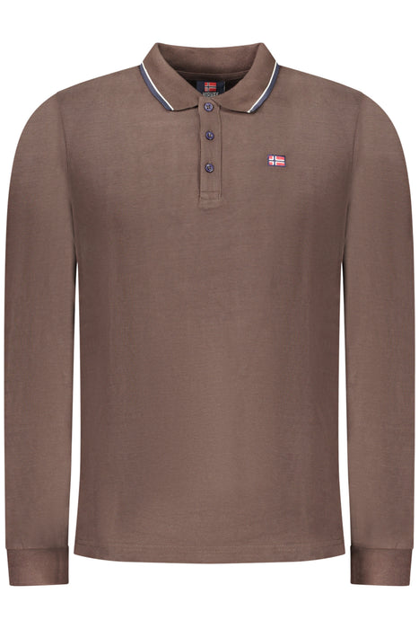 Norway 1963 Mens Long-Sleeve Polo Shirt, Brown