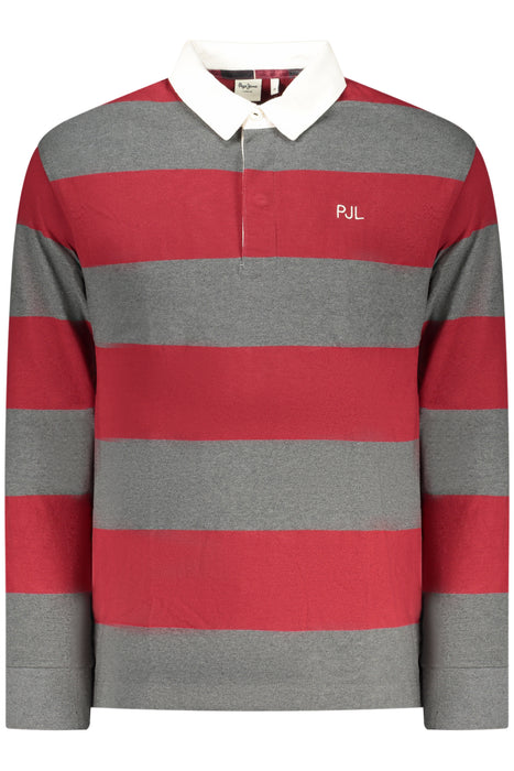 Pepe Jeans Mens Long-Sleeved Polo Shirt, Red