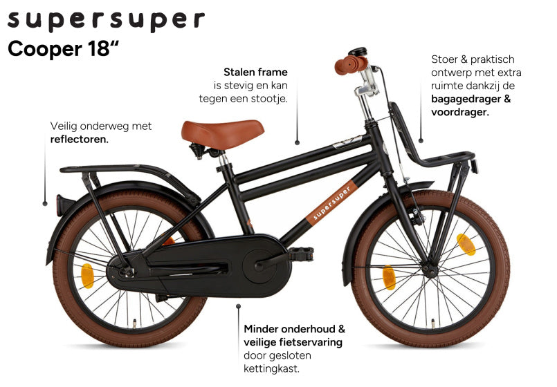 Cooper 18 Inch 30 cm Boys Coaster Brake Matte black,