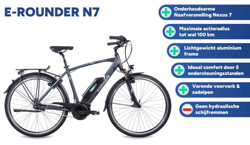 E-Rounder N7 28 Inch 53 cm Men 7SP Rim Brakes Grey,