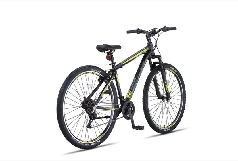 4 Motion MTB 29 Inch 46 cm Unisex 21SP Rim Brakes Black/Yellow,