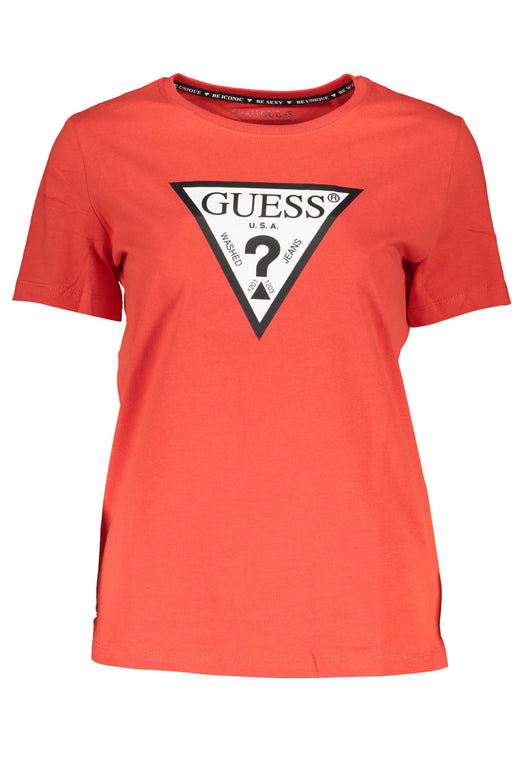 GUESS JEANS WOMENS SHORT SLEEVE T-SHIRT RED