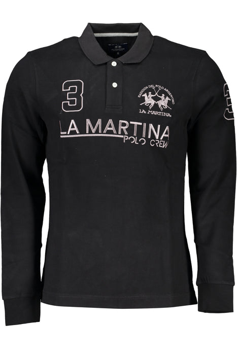 La Martina Mens Black Long Sleeve Polo Shirt