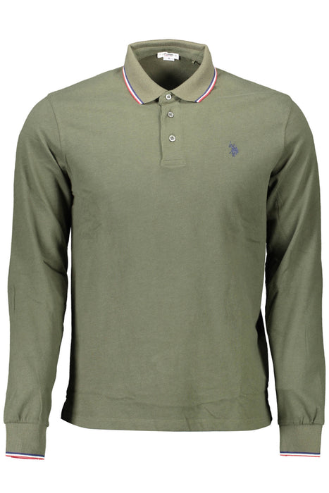 US POLO SHIRT LONG SLEEVE MENS GREEN